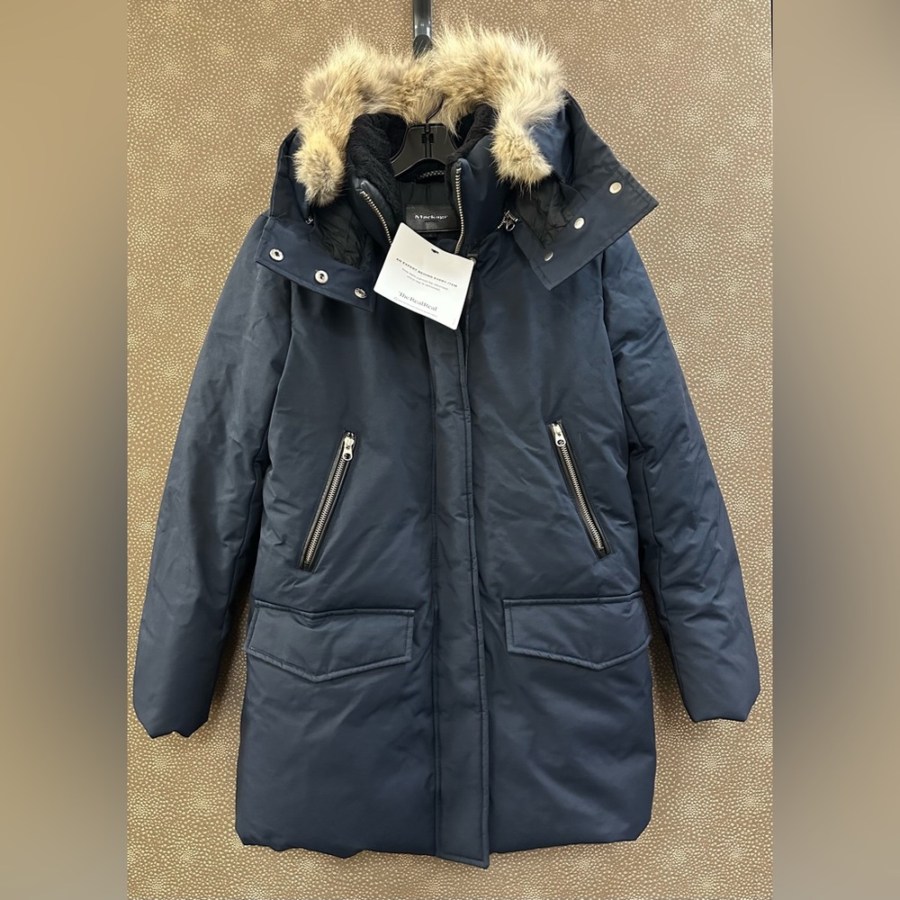 🔥🔥🔥Mackage Coyote Fur Trim Leather Trim Down Parka Coat Jacket